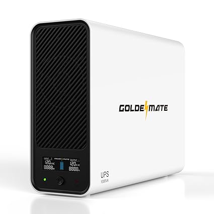 GOLDENMATE 1000VA/600W Lithium UPS Battery Backup and Surge Protector