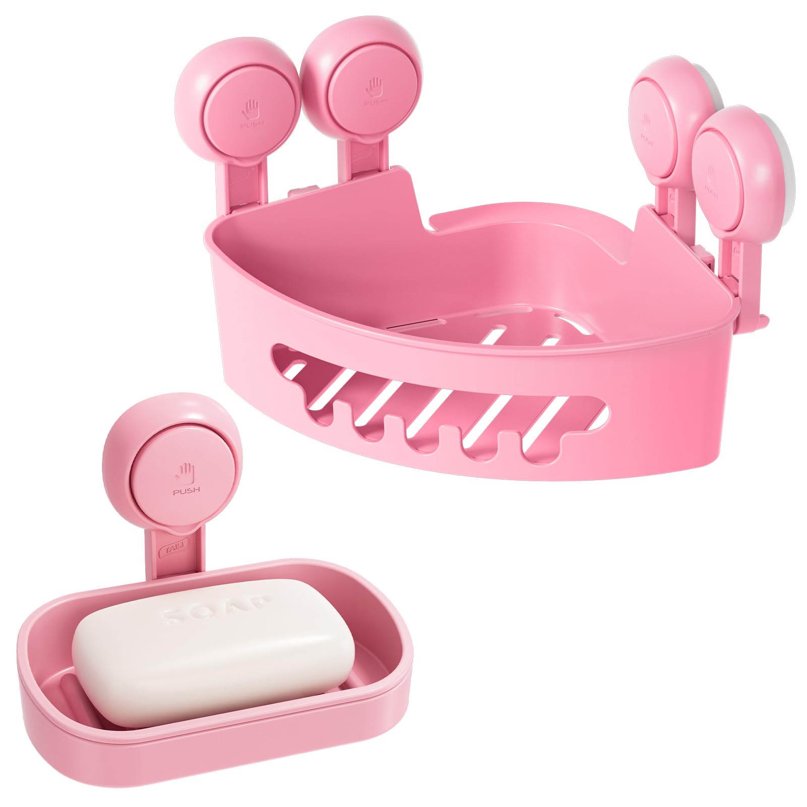 TAILI Corner Shower Caddy with Suction Cups Soap Dish Wall Mounted Organizer Plastic Rack for Small Bathrooms Kitchen