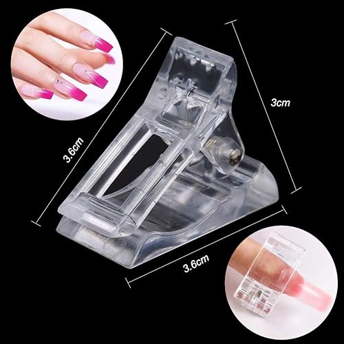 Miniatura 10 de EBANKU 100 puntas de forma de extensión de uñas transparentes, molde de uñas dual, cubierta completa, herramientas de gel de poligel UV, juego de