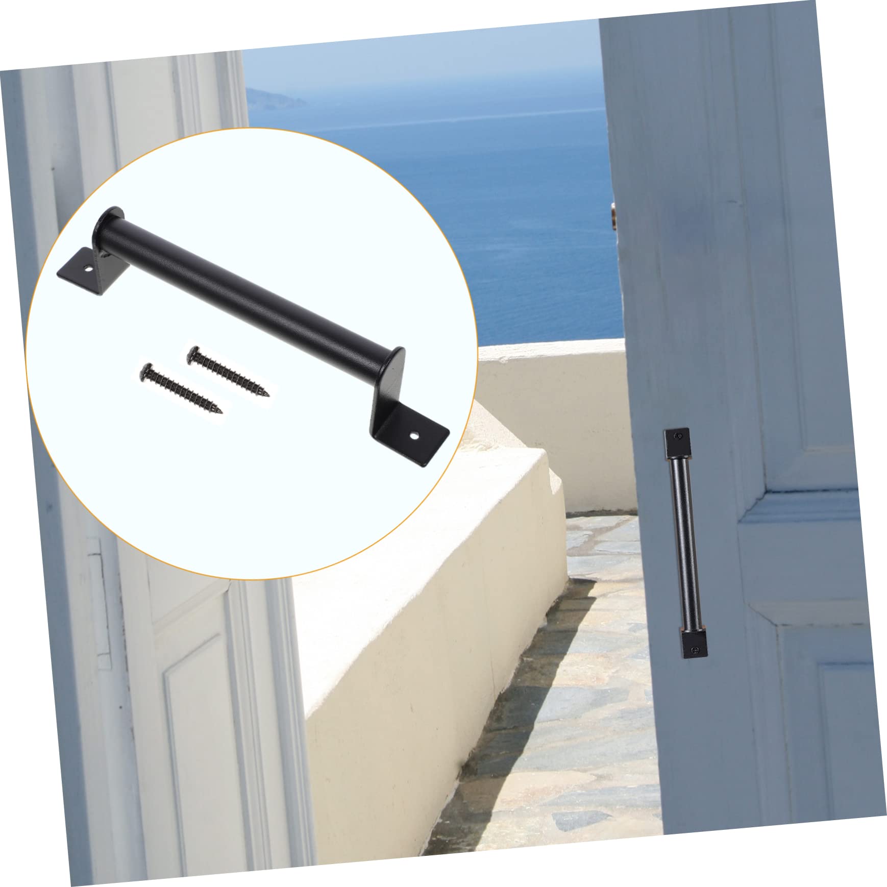 LIFKOME Carbon Steel Barn Door Handle Black Interior Door Knob Design for Long-Lasting Use