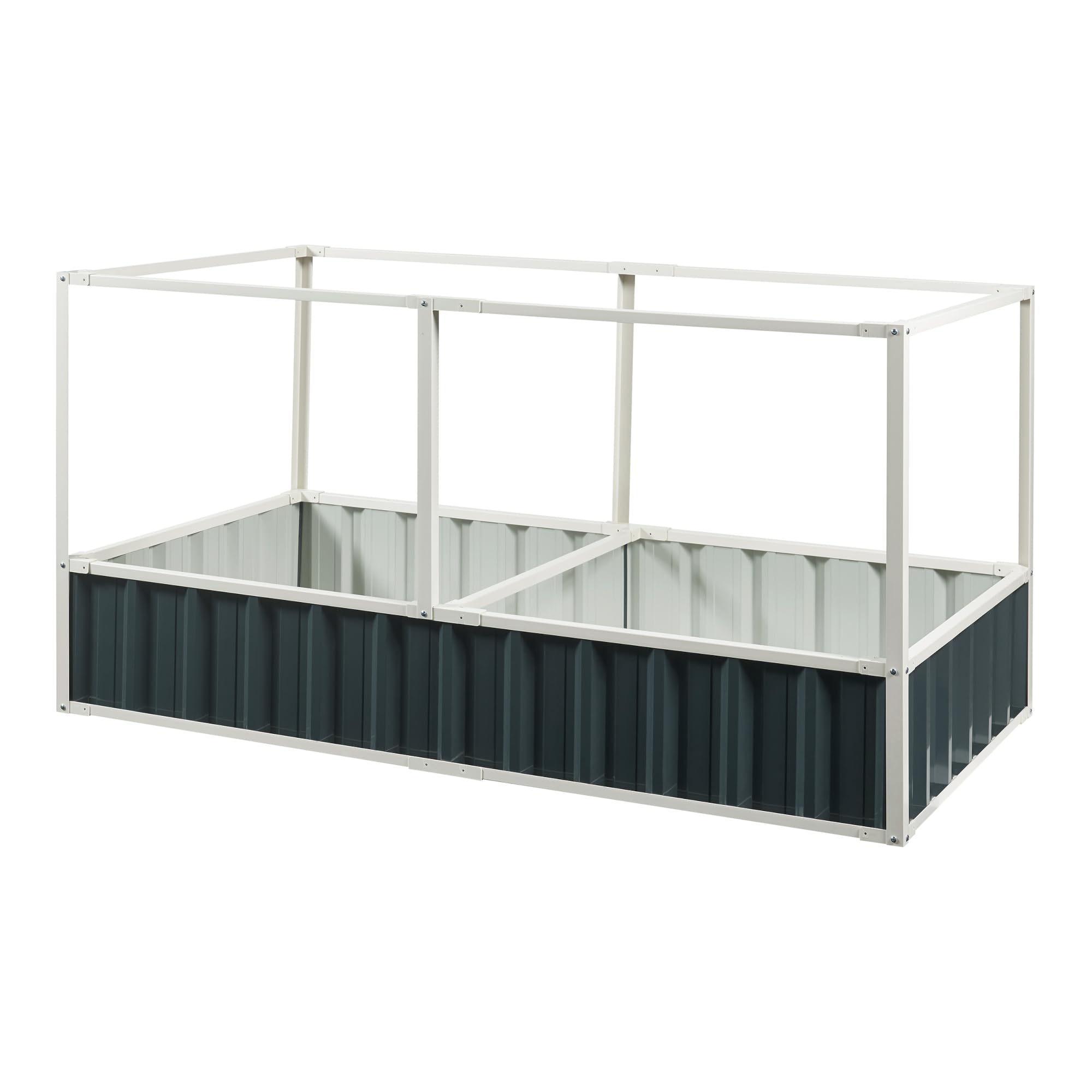 [en.casa] Hochbeet Alblasserdam Blumenbeet mit Abdeckung 174 x 90 x 88 cm Gartenbeet mit Netz Handschuhe Gewächshaus für Garten Metall Kräuterbeet Anthrazit