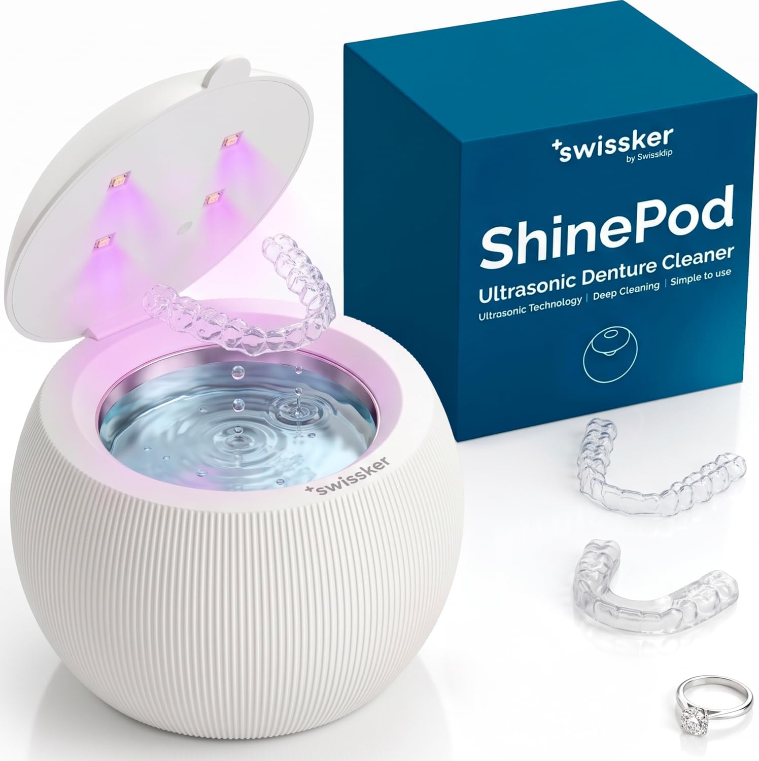 Swissklip Swissker ShinePod Retainer Cleaner โ Ultrasonic Dental Pod