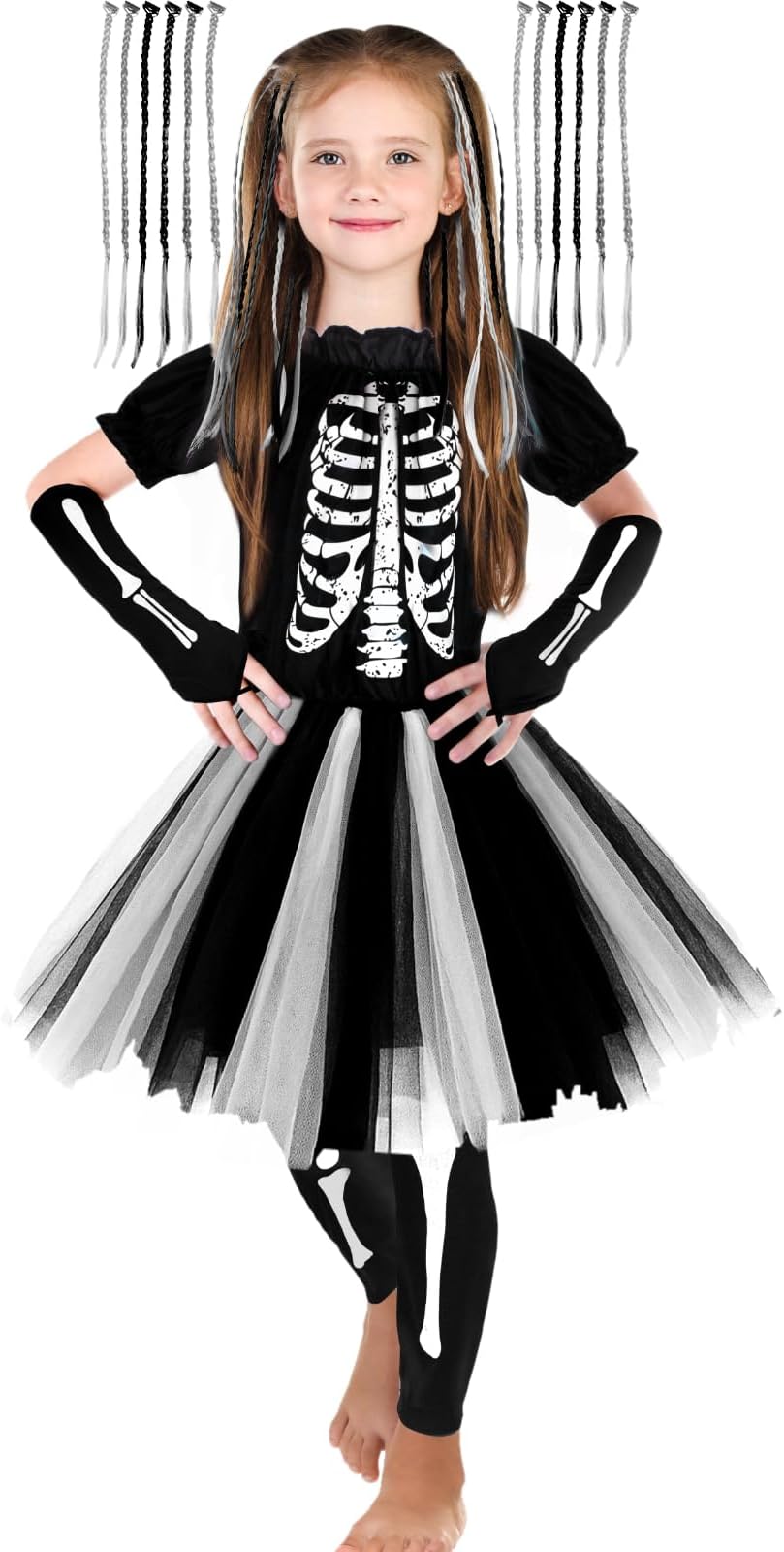 SATINIOR Rainbow Skeleton Costume for Girl