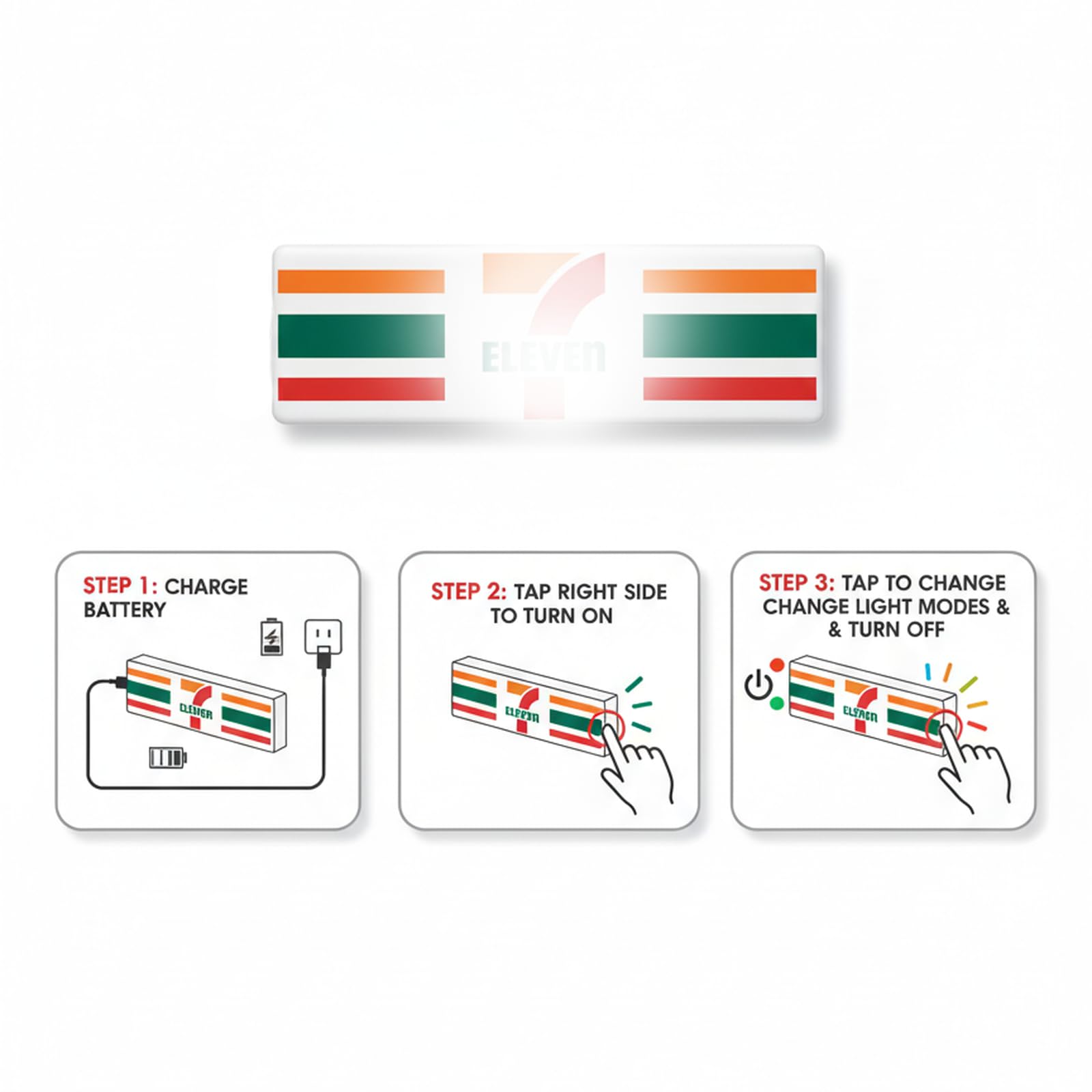 Japanischer Mini-Kühlschrankmagnet mit LED-Licht, 3D 7-11 Konbini Storefront Sammlerstück, USB-C wiederaufladbar, leuchtende Display-Dekoration für Küche, Büro, Geschenk für Japan-Liebhaber