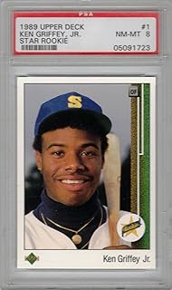1989 Upper Deck Baseball #1 Ken Griffey Jr. Rookie Card Graded PSA 8 Near Mint to Mint