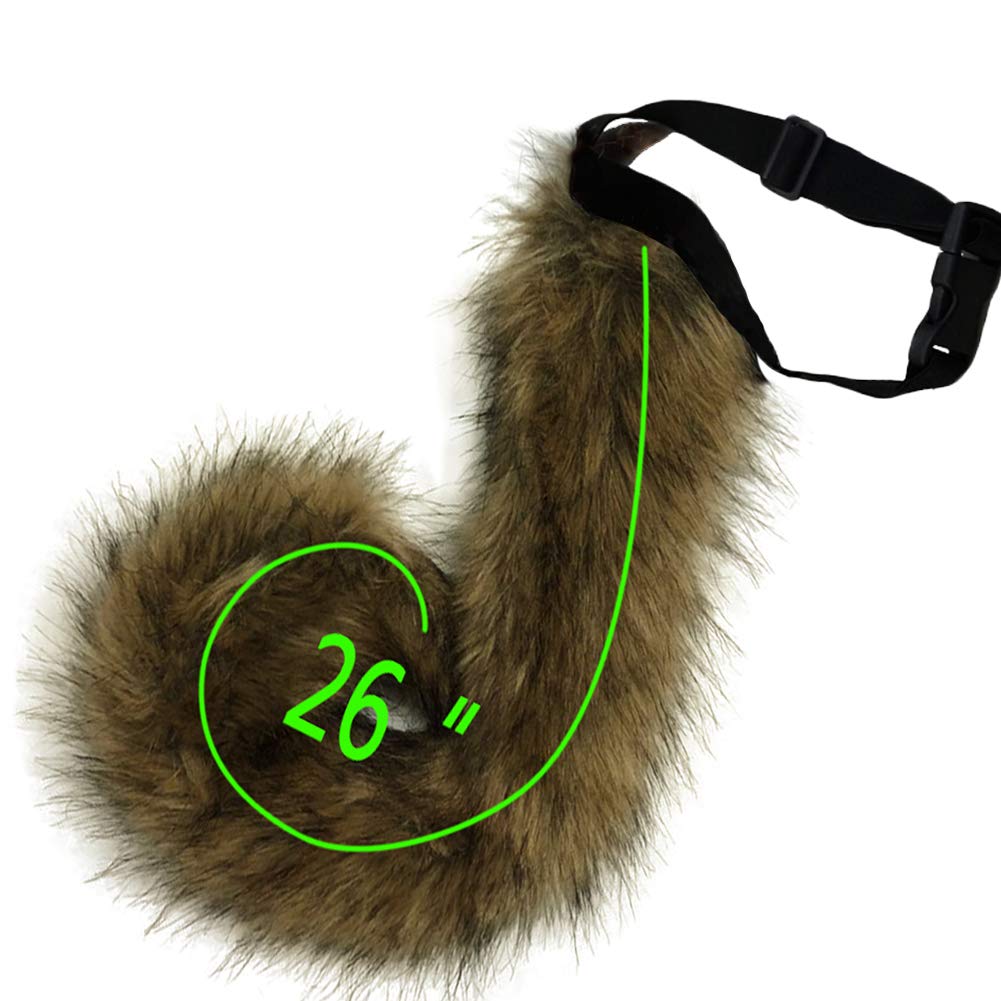 HAOAN Adults 26 Inch Wolf Tail Soft Long Fur Cat Fox Costume Tail for Halloween Party Costume product thumbnail 2