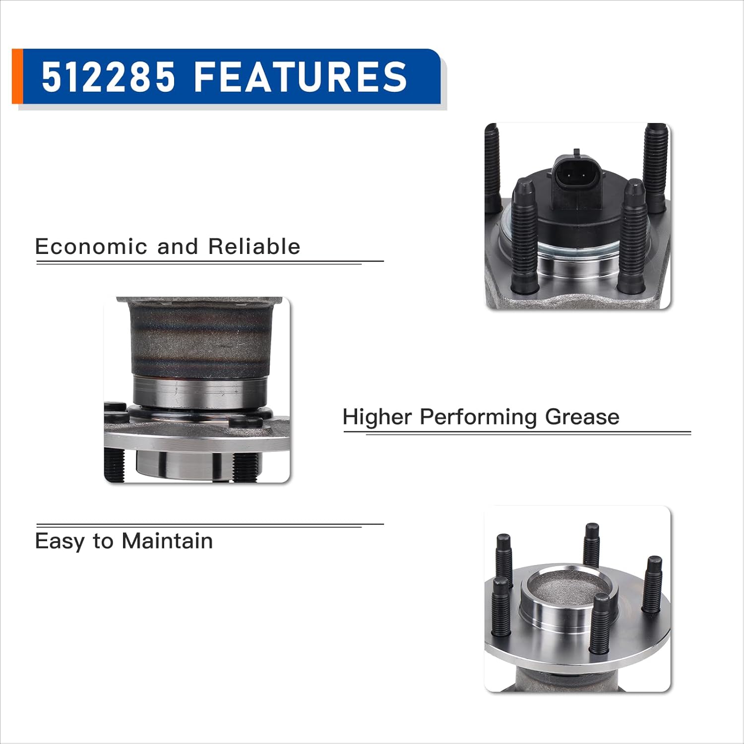 PAROD 512285 Rear Wheel Hub & Bearing Assembly Compatible with 2009-2010 Chevy Cobalt, 2008-2010 HHR, 2004-2012 Malibu, 2005-2010 Pontiac G6, 2007-2009 Saturn Aura 5Lugs