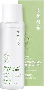PRETTYSKIN Moisturizing Facial Toner-Gentle Exfoliating & Moisture Boosting Formula Tomato Extract + Vitamins B, D for Smooth, Supple Skin 8.45fl.oz 250ml Green Tomato AHA BHA PHA