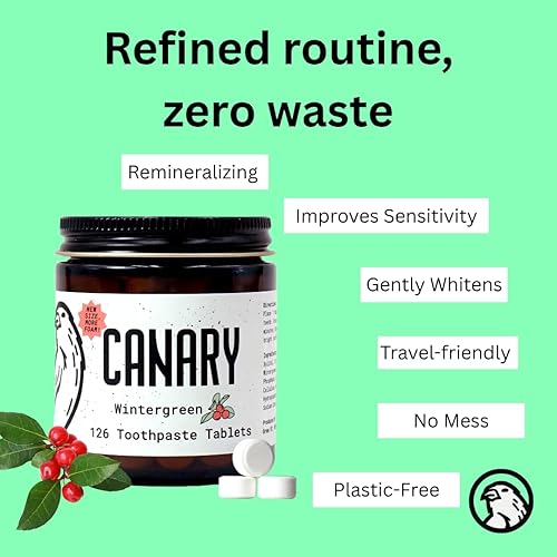 Miniatura 3 de Canary Nano Hydroxyapatite - Tabletas de pasta de dientes Wintergreen - Remineralizantes, sin flúor, pestañas totalmente naturales con xilitol