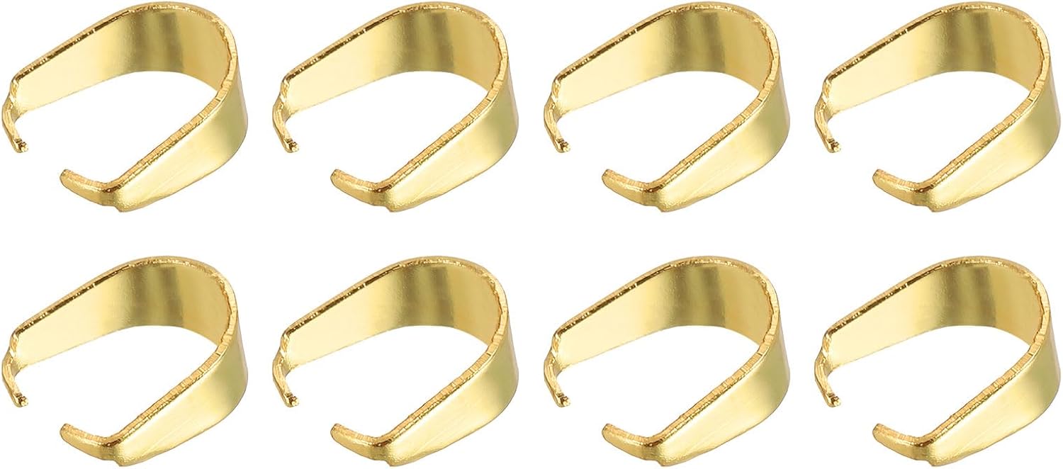 uxcell 30Pcs Pinch Clip Clasp, 4 x 9mm Pinch Clip Pendant Bail Connector Stainless Steel Pinch Bail for Pendants Jewelry Making DIY Craft, Gold