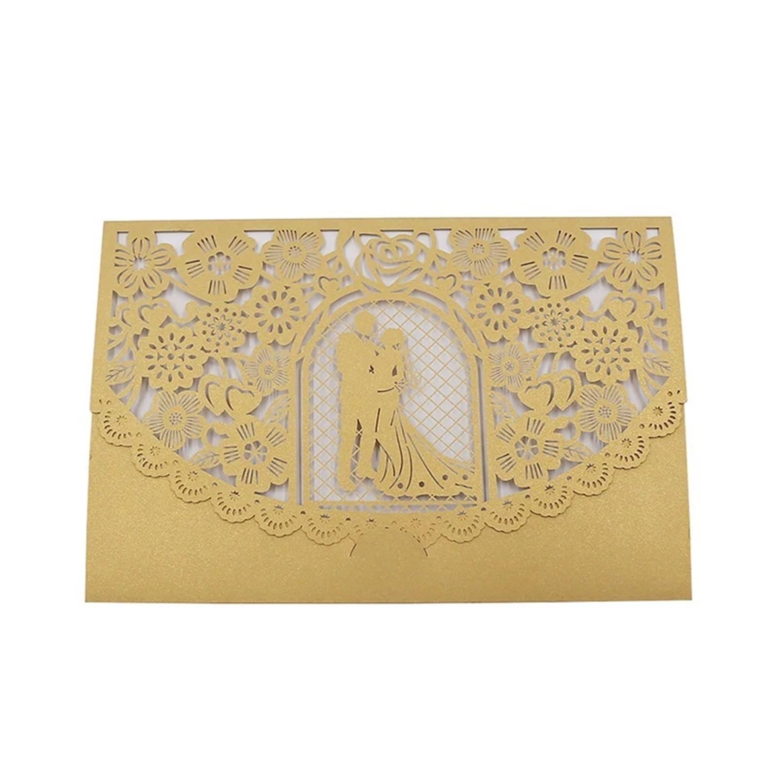 Hochzeitseinladung 10 STÜCKE Hochzeitseinladungskarte Abdeckung Perlenpapier Lasergeschnittene Einladungskarten for Braut und Bräutigam Hochzeitstag Party Supplies für die Party(Khaki)