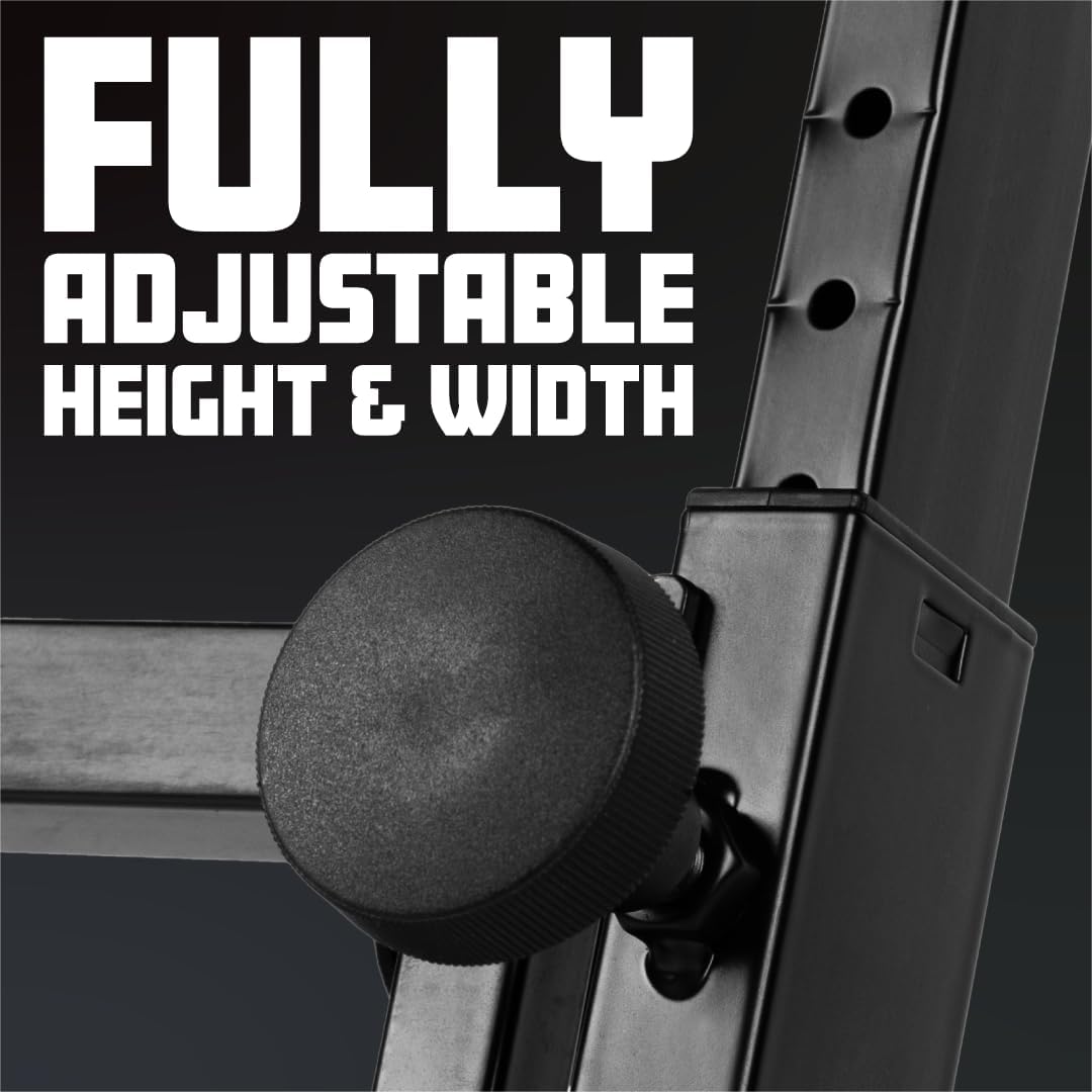 Gator Frameworks Heavy-Duty Two–Tier Z-Style Keyboard Stand with 20" to 35" Adjustable Width and 375lb Main Frame Weight Capacity, (GFW-KEY-Z2000)