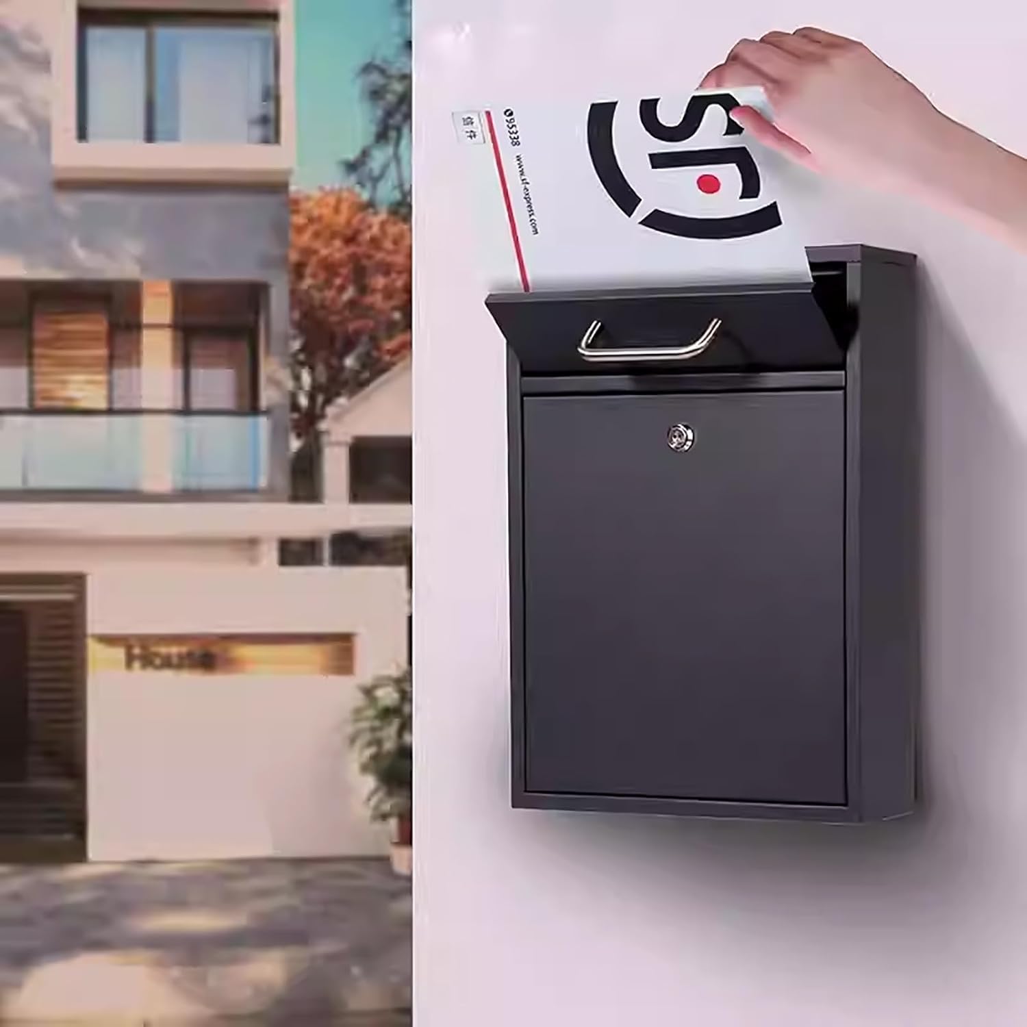 Large Mailboxes for Outside, Metal Wall Mounted Mailbox, Easy to Install, Anti Theft Locking Mailbox for Envelope Letter Home and Office