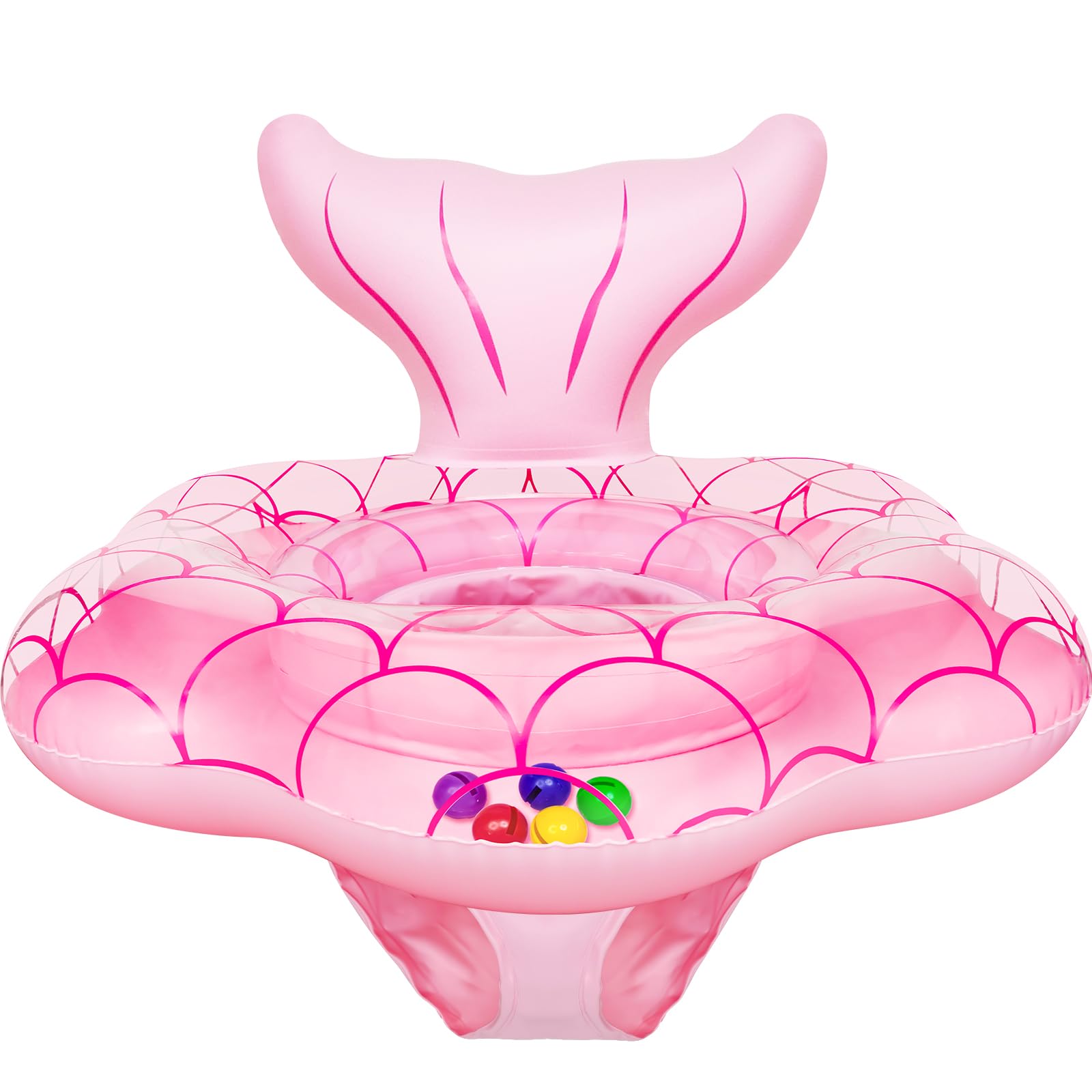 25.6" Extra-Wide Mermaid Baby Pool Float for 6-36 Months Infant Toddler | Double Air, Anti-Flip, Safety Baby Swimming Float, Toddler Swim Trainer,