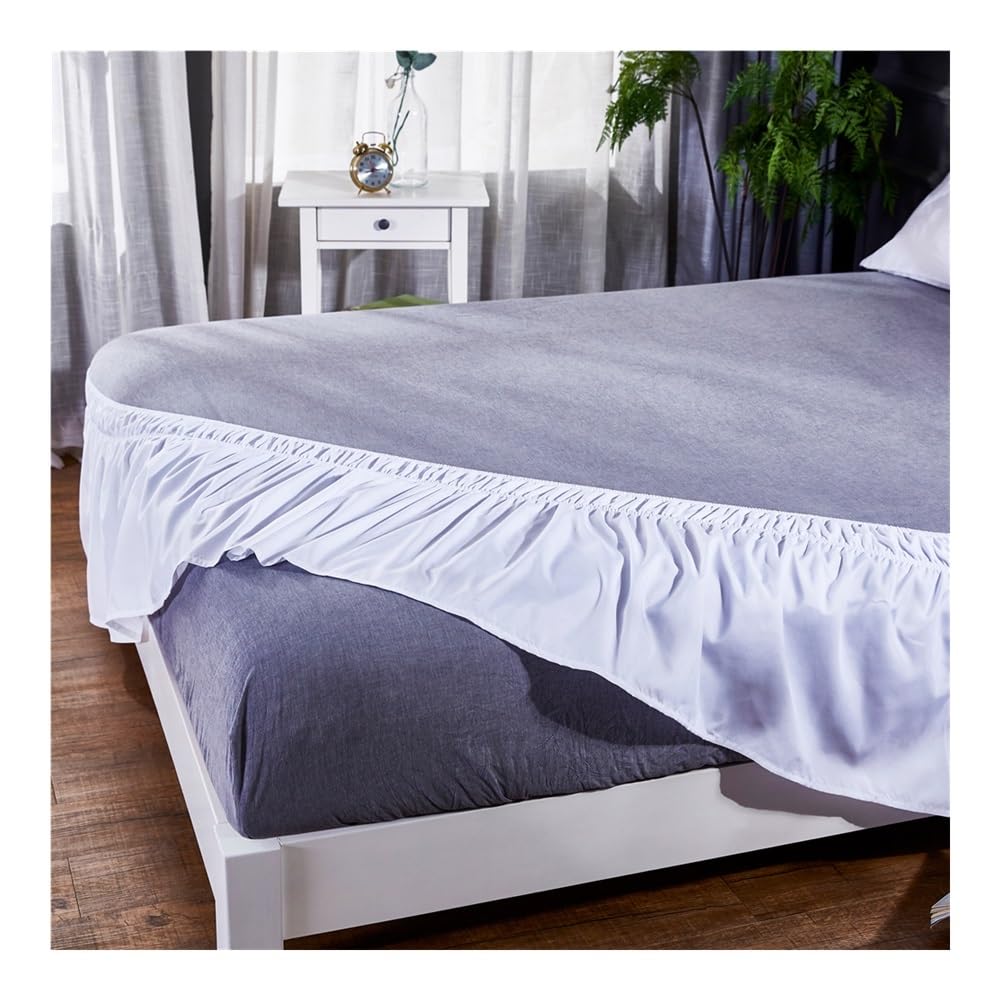 Bettrock Queensize 152x203 Cm – Rot-schwarz Kariert Mit Rüschen & Verstellbarem Gummiband