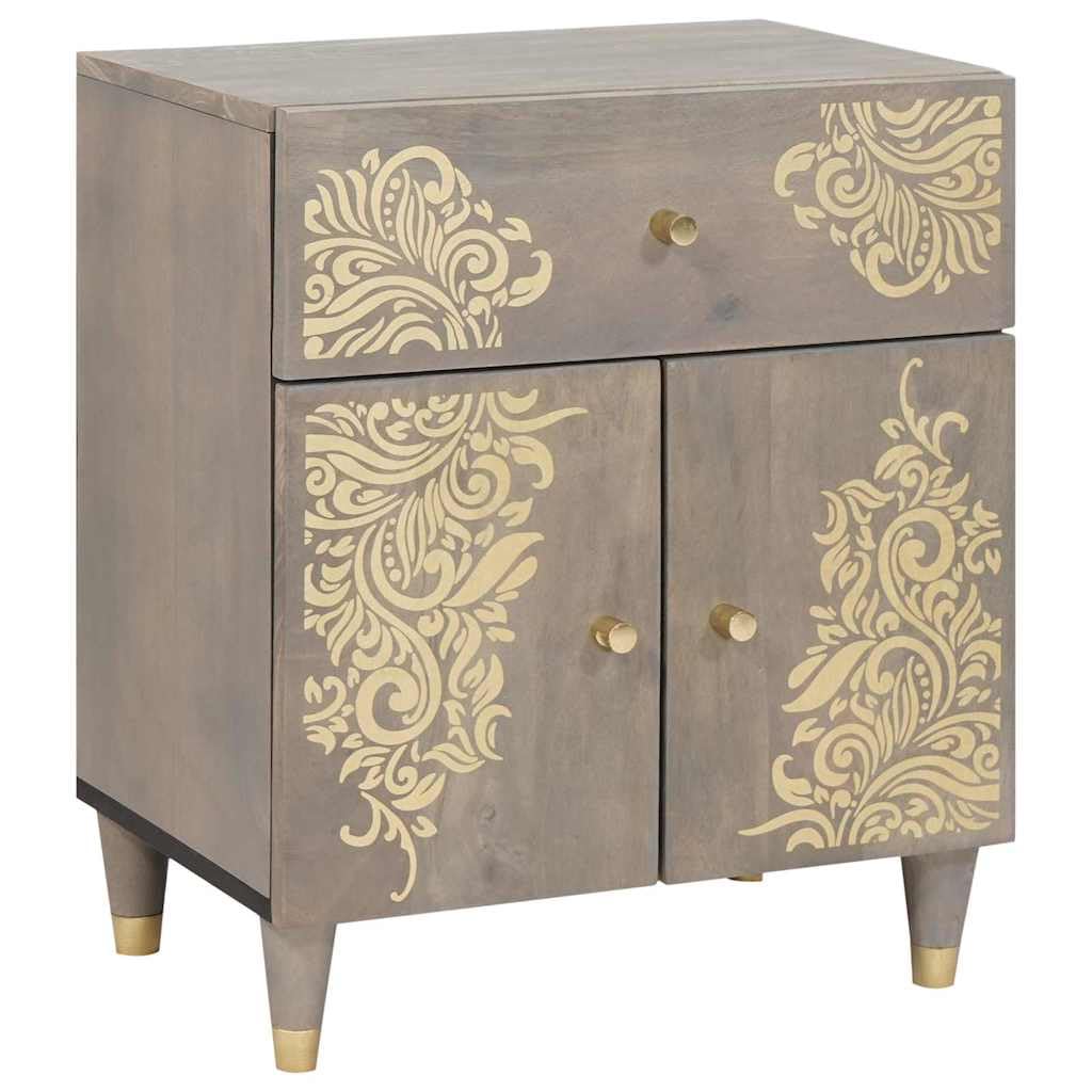 Table de chevet bois manguier massif gris meuble de nuit contemporain
