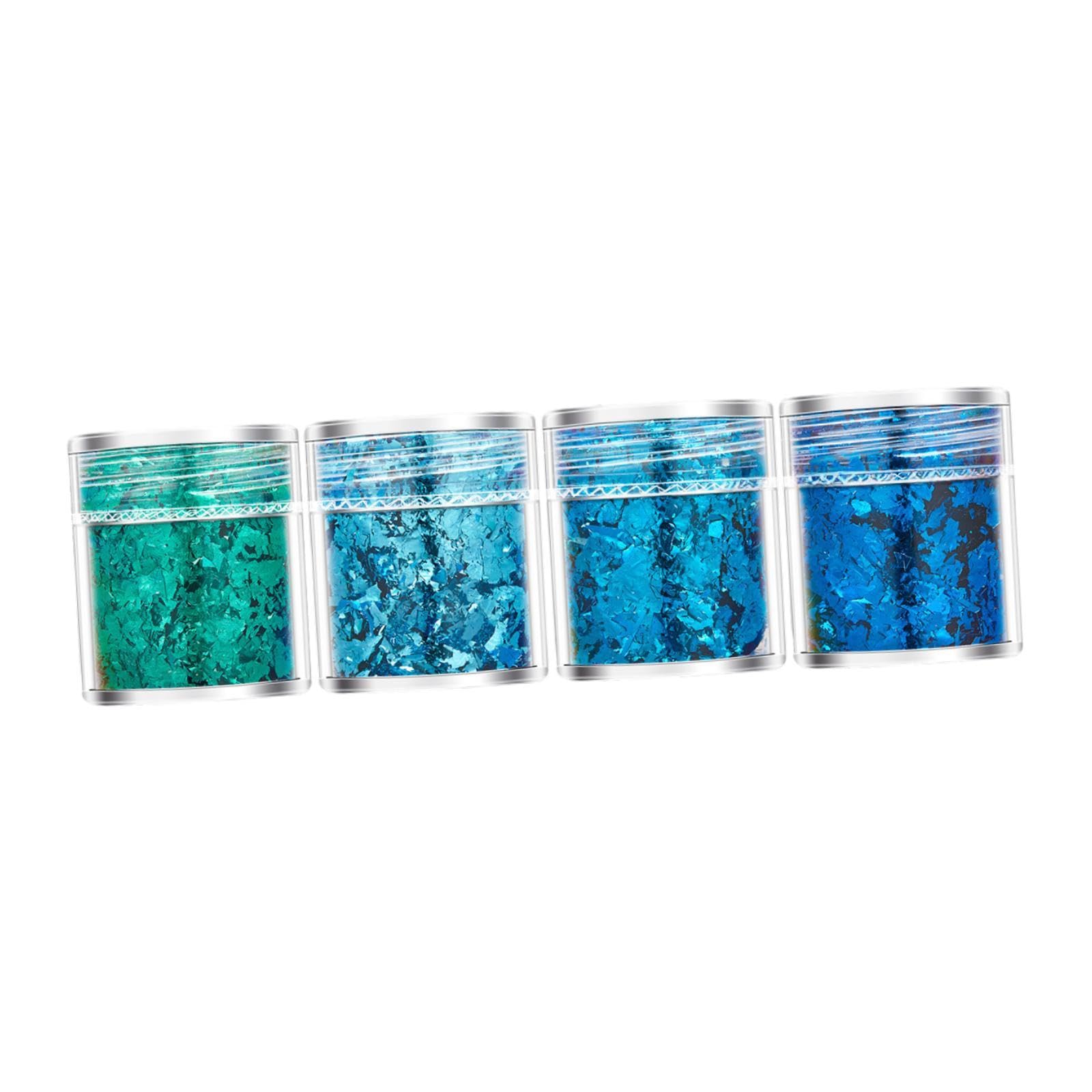 4X Nail Art Foil Flakes Irregular DIY 3D Nail Thin Shiny Confetti Blue Green