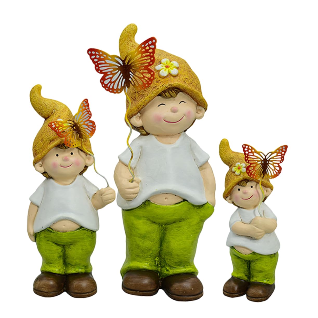3kawałki Ceramiczna Figuryna Gnomów Urocze Ozdoby Ogrodowe Do Dekoracji Patio Trawnika i Podwórka Trwałe Ceramika z Wspaniałym Rzemiosłem