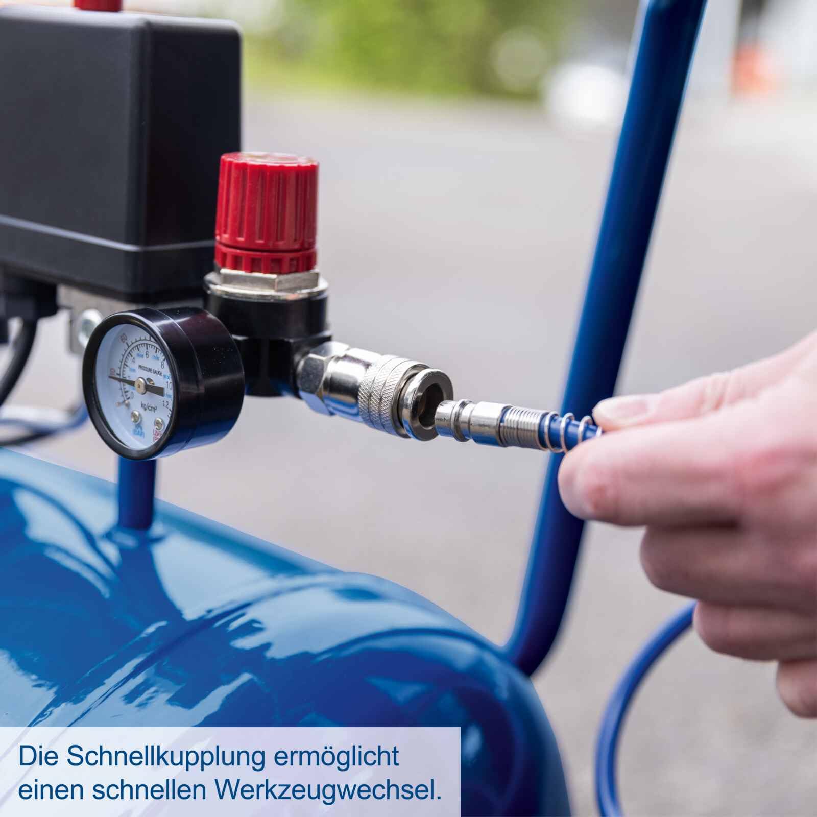 Scheppach Super Silent Doppelzylinder Kompressor HC52Si | Arbeitsdruck 8 bar | Kesselvolumen 50 L | Leistung 1100 W, 230 V~ / 50 Hz | Ansaugleistung 230 L/min | Ölfrei