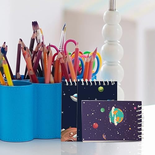 Miniatura 5 de ArtCreativity Mini cuadernos espaciales, paquete de 16, blocs de notas pequeños en espiral con cubiertas temáticas de galaxia, bonitos suministros