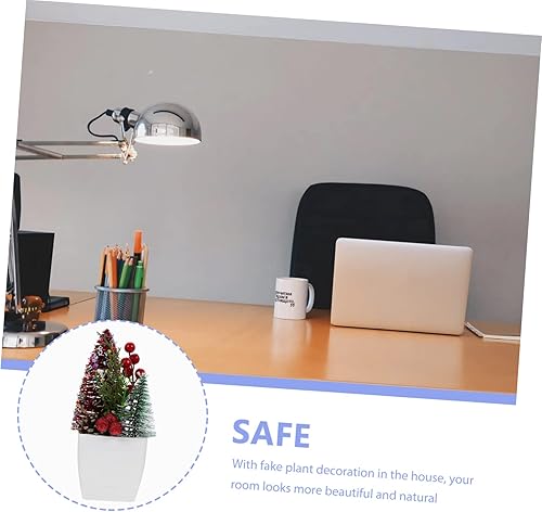 Miniatura 7 de NOLITOY 3 piezas de simulación de Navidad planta en maceta, mini piñas artificiales en maceta, plantas de interior vivas falsas pequeñas de Navidad