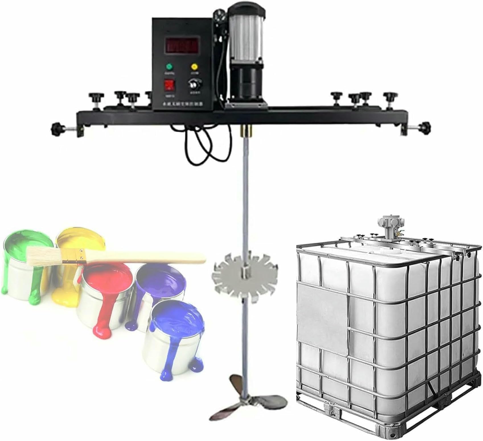 Agitador eléctrico para IBC de 1000 L, mezclador de tanque de acero inoxidable de 0 a 1000 RPM, ajustable de 720 a 1200 mm, con servomotor de imán permanente, para pintura, revestimiento, cemento