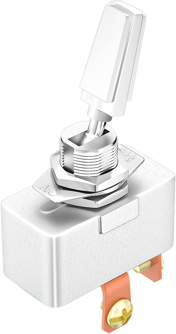 DaierTek Automotive Toggle Switch 50A 12VDC Heavy Duty 12 Volt ON Off Switch 50 Amp SPST 2 Position 2 Pin Metal Chrome Plated Screw Terminals