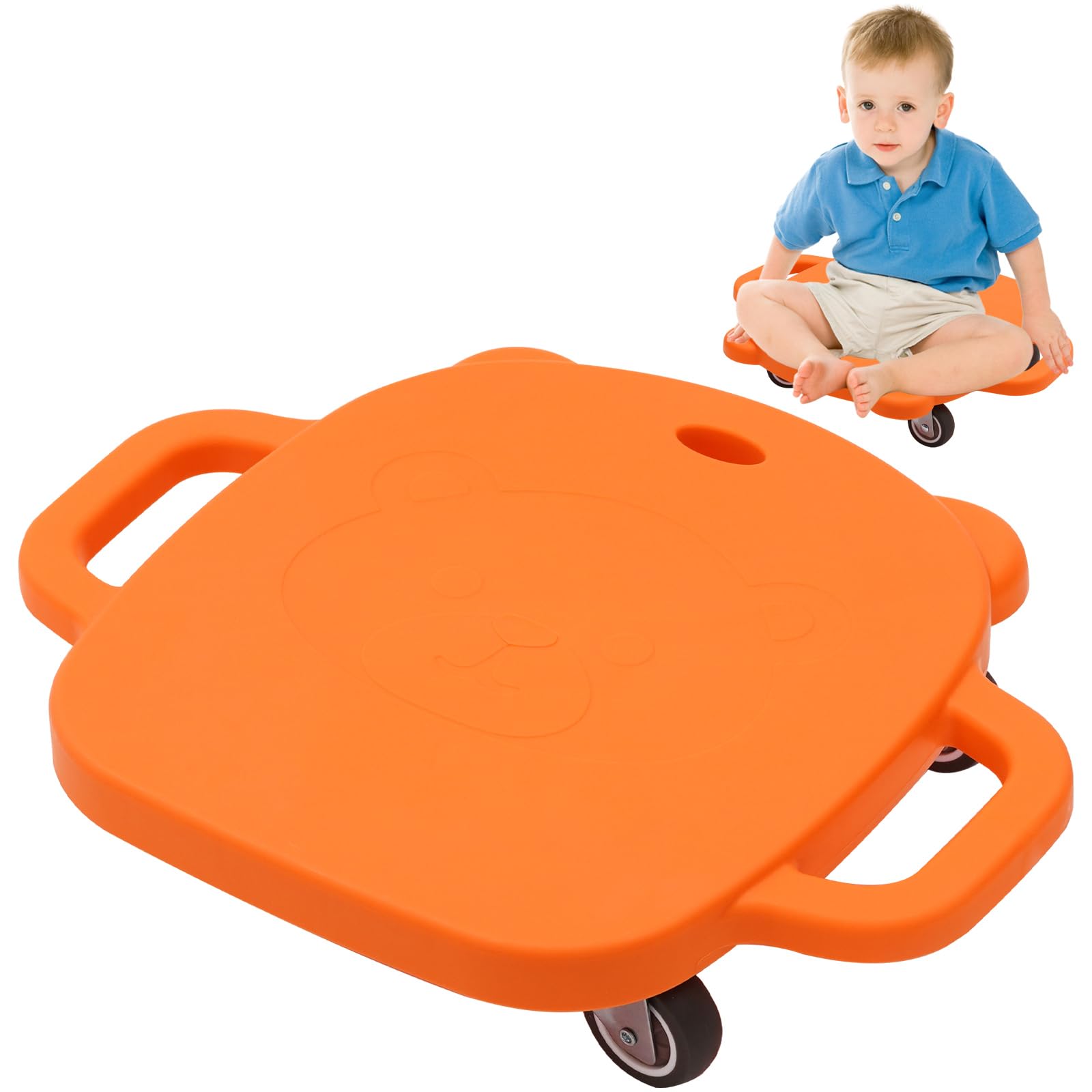 Kids Sitting Scooter Board with Handle,360° Swivel Wheels, Safe & Stable Sensory Scooter for Indoor/Outdoor Play, Improves Balance & Motor Skills, Ages 3+ (Orange) — image 1