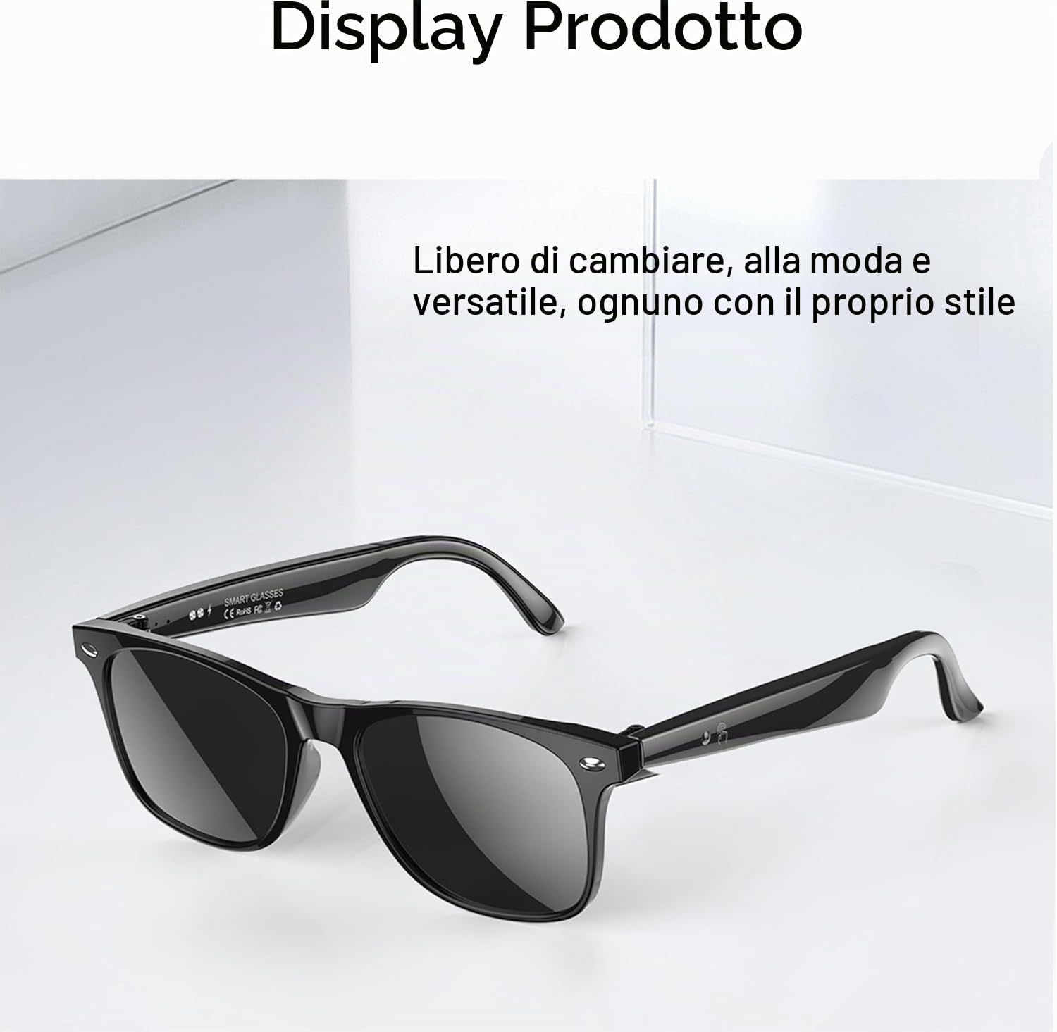 Occhiali Intelligenti AI con Traduzione in Tempo Reale in 163 Lingue, Assistente Vocale Intelligente, Note Vocali, Servizio Fotografico Remoto, Batteria 10H, IP65