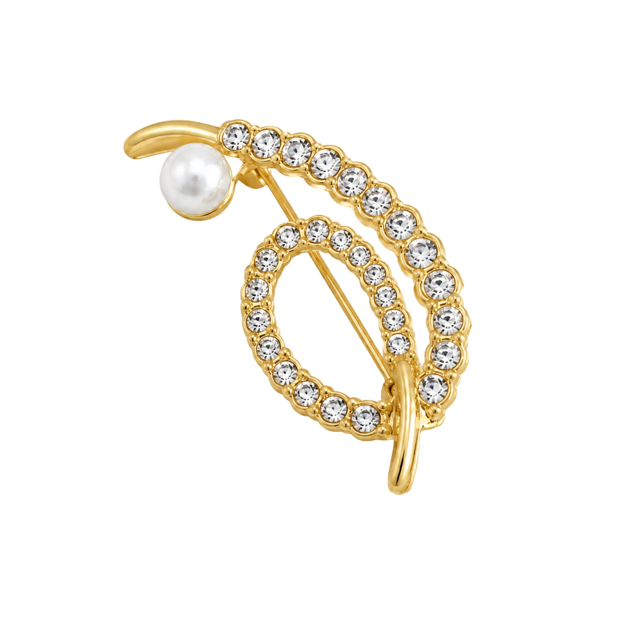 Aurelia Swirl With Pearl Brooch | Gold Stone-image-7