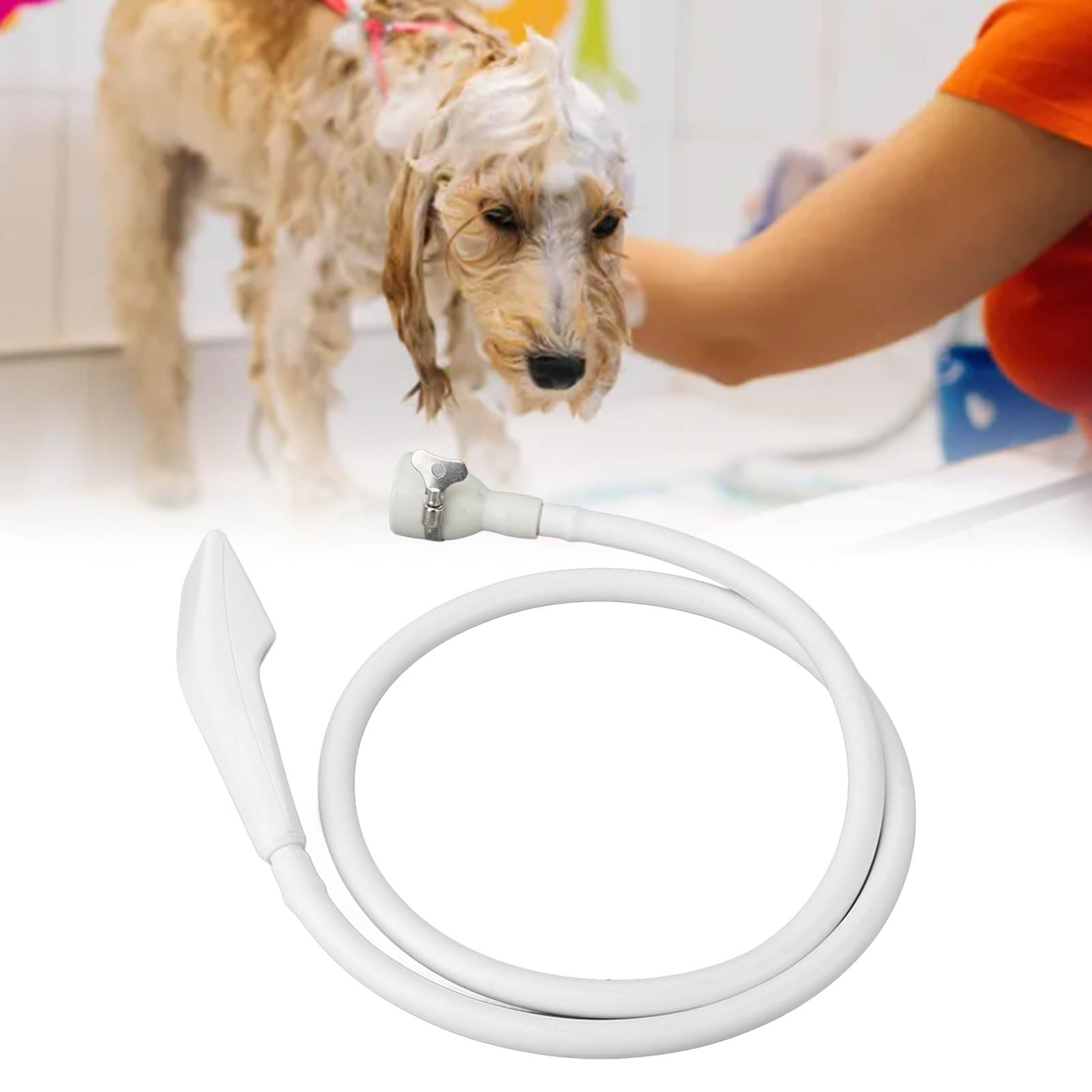 Pulverizador de grifo de manguera de fregadero, manguera de pulverización de cabezal de ducha de grifo de manguera de mano de 4.9 pies para bañar mascotas, lavar el cabello