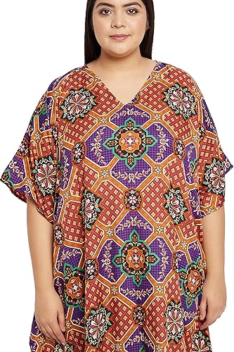 Image of Gypsie Blu Women Plus Size Kaftan Dress Beach Cover Up Maxi Dresses for Women, V-Neck Kimono Sleeve 1X-3X