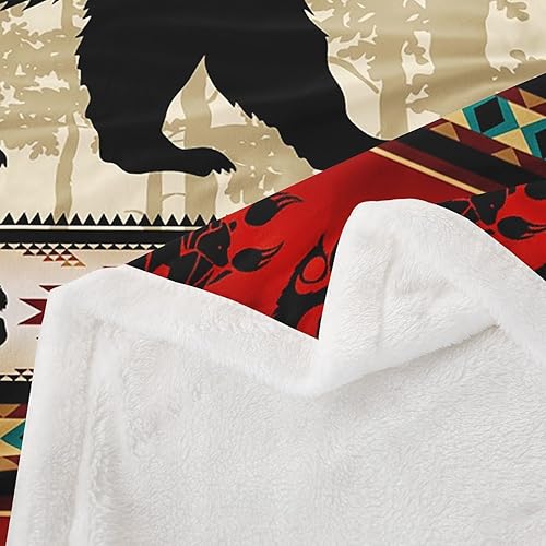 Miniatura 4 de Erosebridal Manta de oso salvaje, manta azteca exótica para niños y niñas, manta de forro polar con atrapasueños, manta occidental de 90 x 90