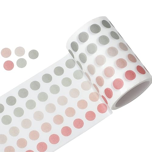 Miniatura 10 de YUBBAEX Morandi - Calcomanías redondas de cinta washi de 516 pulgadas, 1250 puntos para planificador de diario de vias, álbumes de recortes, 2 38