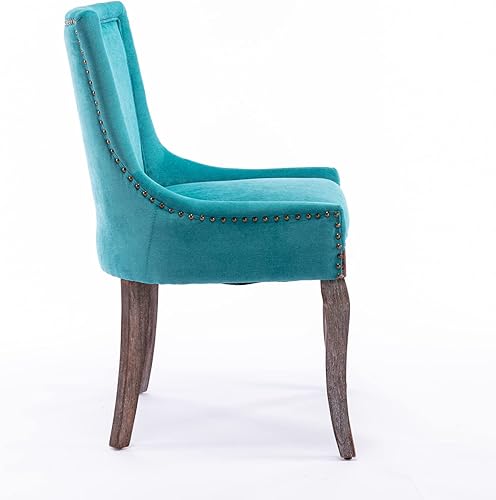 Miniatura 4 de Dining Chairs and Table & Chair Sets, Ultra Side Dining Chair with Thickened Fabric Upholstery and Solid Wood Legs, Bronze Nail Head Accents, Set of