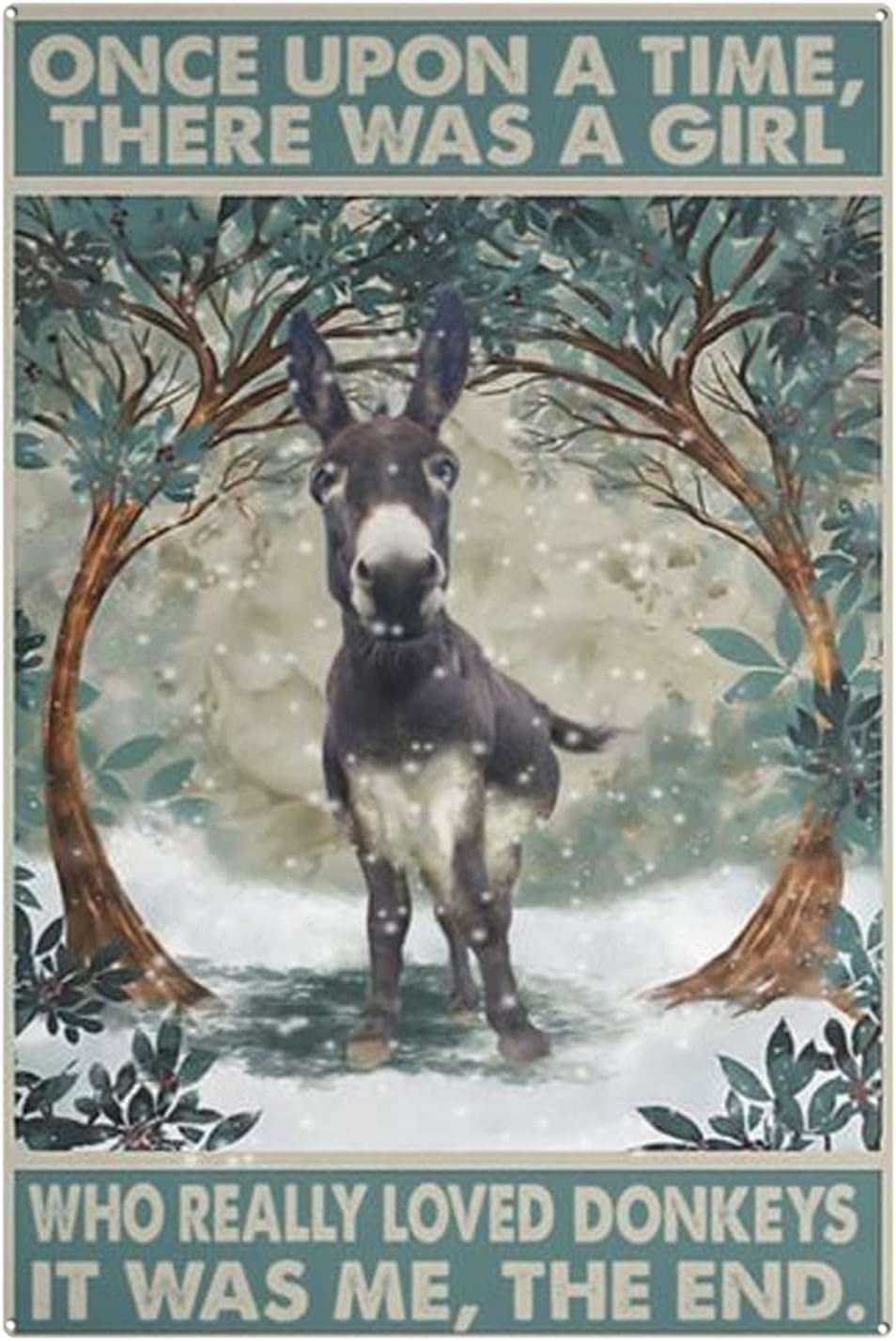 Bonoff Girls Once Upon A Time There Were A Who Really Loved Donkey Signs Gift For Donkey For Kitchen Wall Art Decor Metal Sign Poster 8X12 Inches