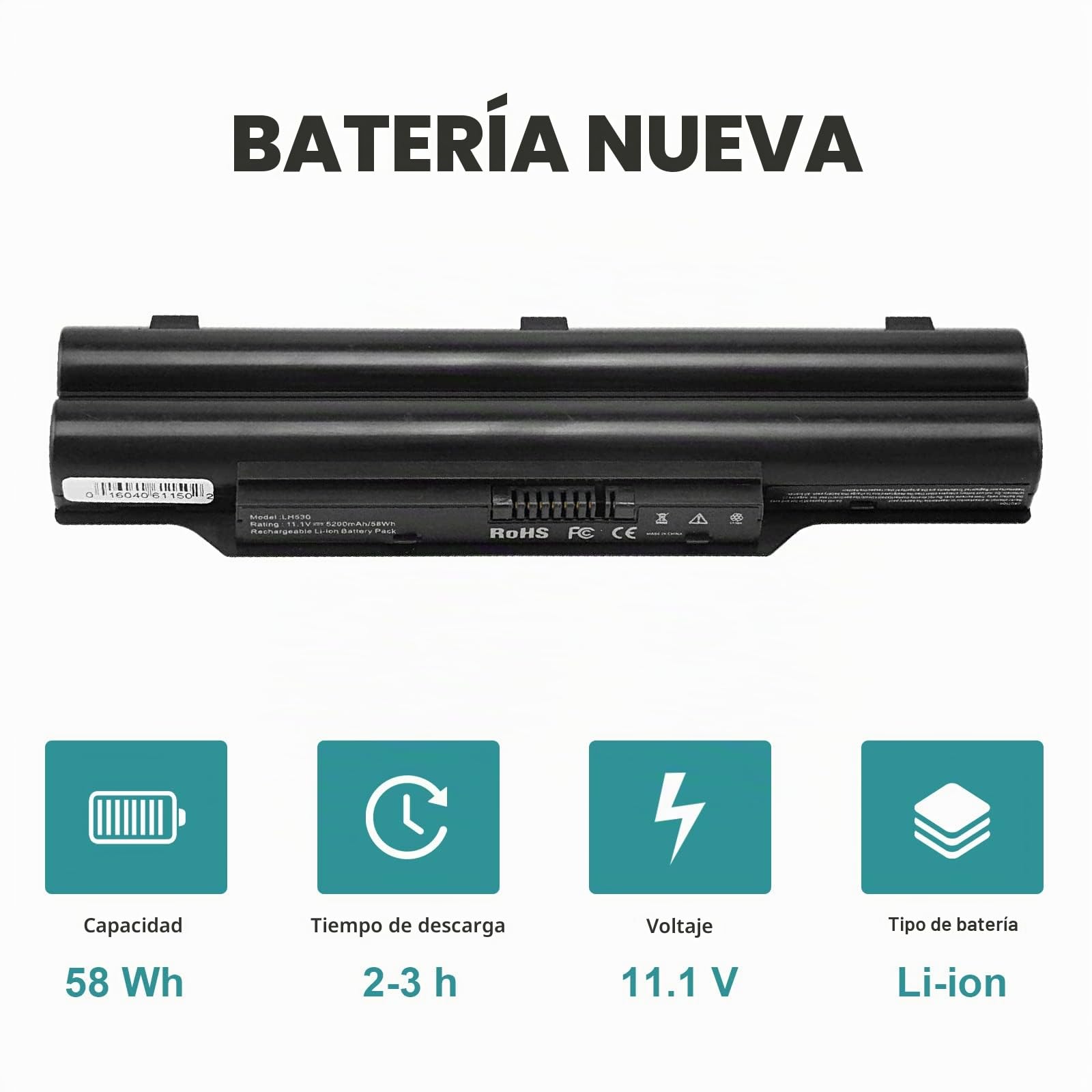ASUNCELL Batería del Ordenador portátil para Fujitsu LifeBookA530 A531 AH530 AH530/3A AH531 LH52/C LH520 LH522 LH530 LH701 LH701A PH50/C PH50/E PH521 AH/D AH42/C AH42/D AH42/E