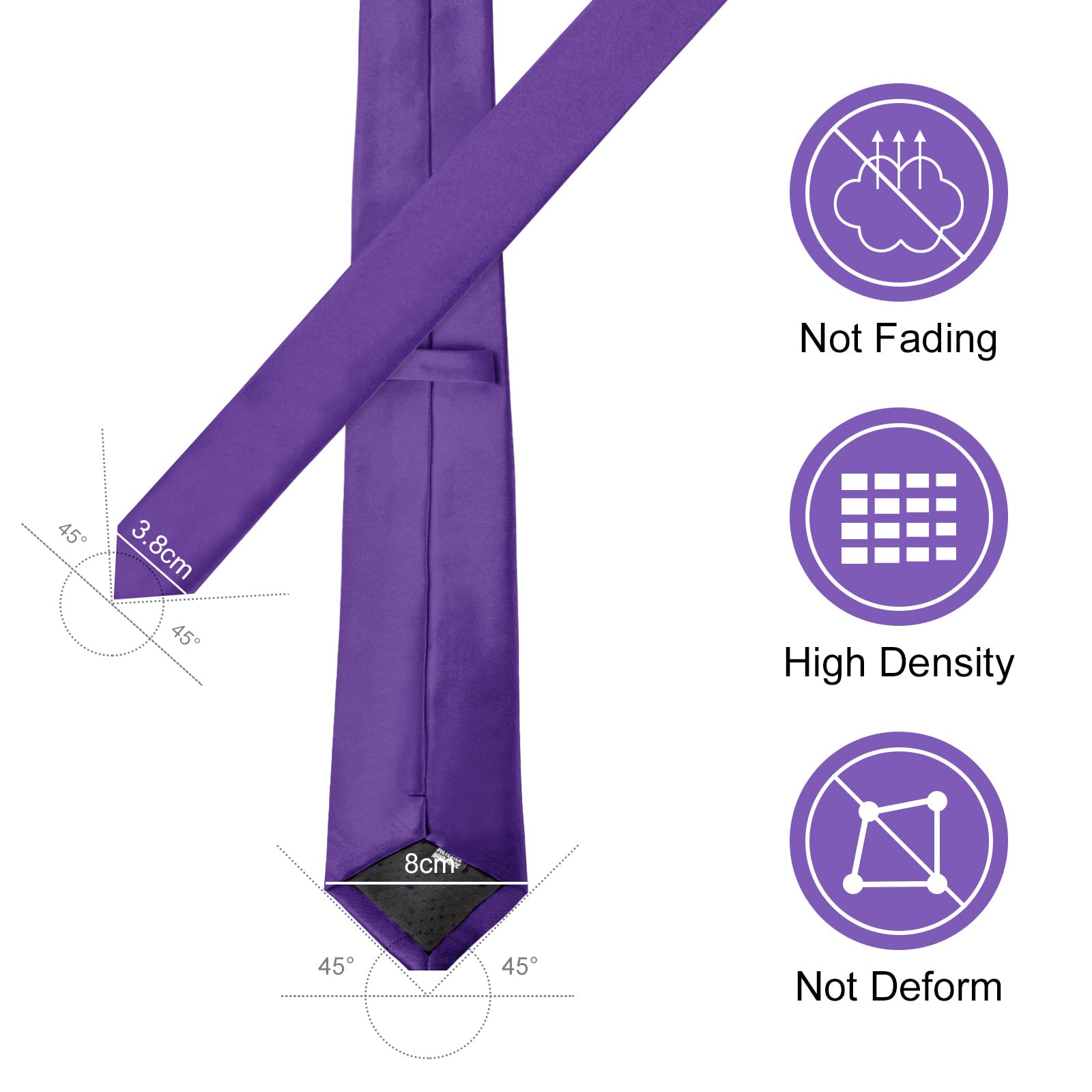 URAQT Cravatta Uomo, Cravatte Slim Uomo Eleganti Neckties, Sottile Tinta Unita Cravatta in Diversi Colori, Cravattino per Lavoro, Festa