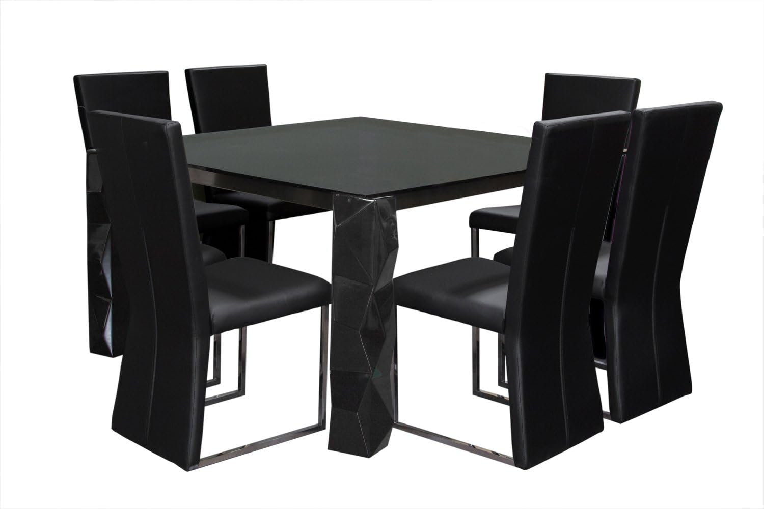 54 Inch Square Glass Top Dining Table 0752CB/127 7PC Tables