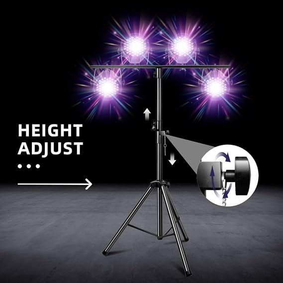 DJ Lights Stand 41-95 Inch, Heavy Duty DJ Stand 1 Pack, Adjustable Height Par Can Tripod Stage Light Stand 8ft, DJ Lighting T Bar Suitable for Stages, Bar, Banquet, Party