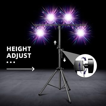DJ Lights Stand 41-95 Inch, Heavy Duty DJ Stand 1 Pack, Adjustable Height Par Can Tripod Stage Light Stand 8ft, DJ Lighting T Bar Suitable for Stages, Bar, Banquet, Party