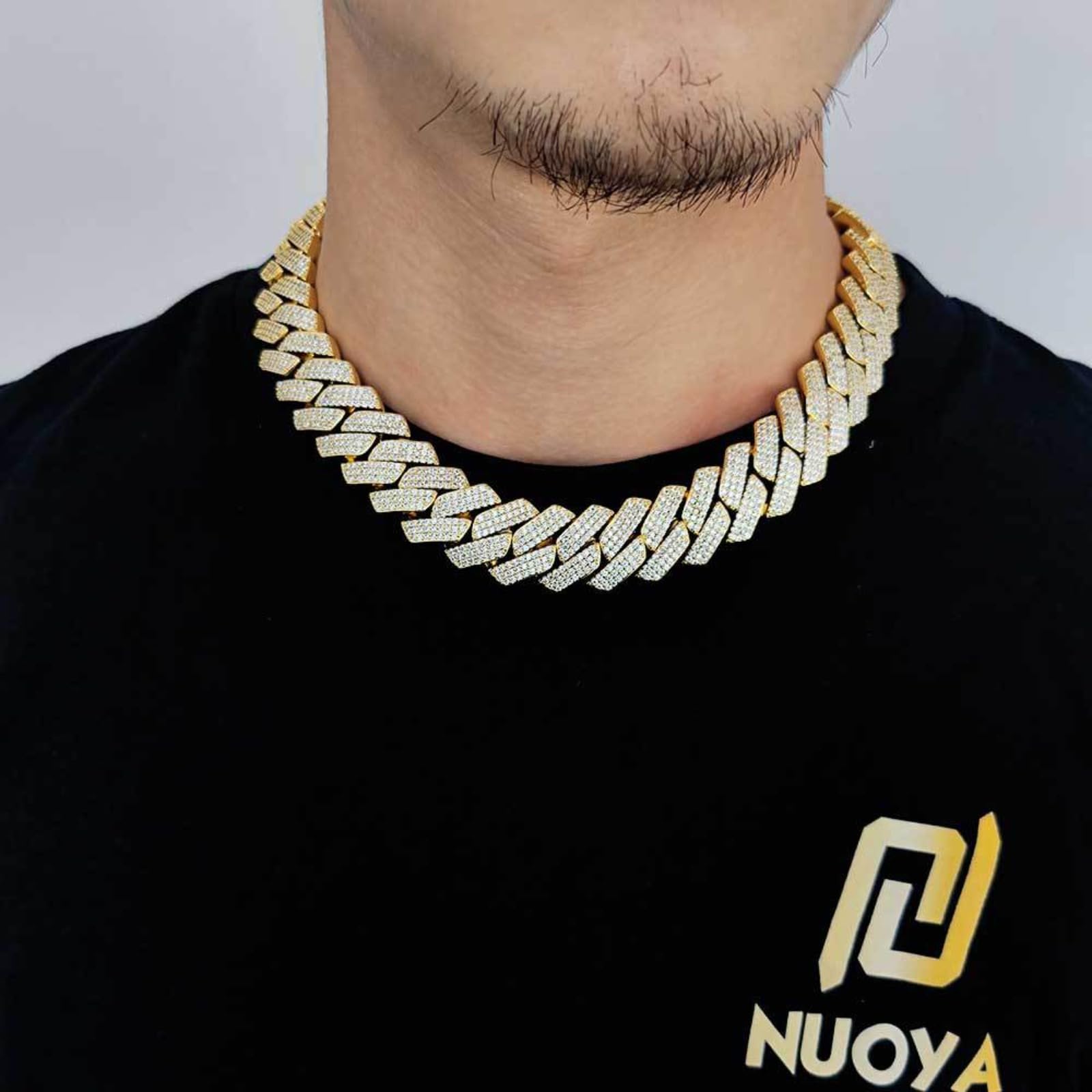 Accessori Extra Shiny Miami Link Catena per Uomini, Larghezza 20 mm Grande Catena Hip Hop, Collana da Uomo ghiacciata Spessa Solida, Box da 16-24 Pollici