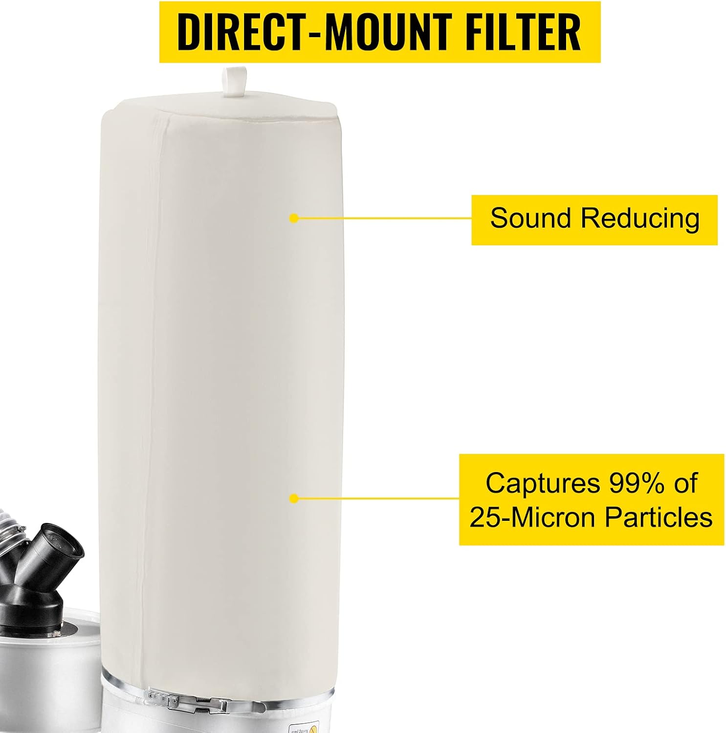 VEVOR 1.5 HP Dust Collector, 647 CFM Portable Vortex Dust Collector, Woodworking Dust Collector with 13.2-Gallon Collection Bag and Mobile Base, 220V Dust Collection System 25-Micron Canister Kit - - 