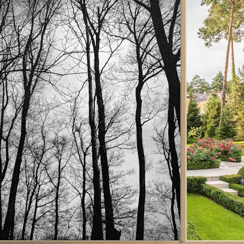 Película para ventana privacidad diseño árbol negro 17.7'' x 78.7'' miniatura 1