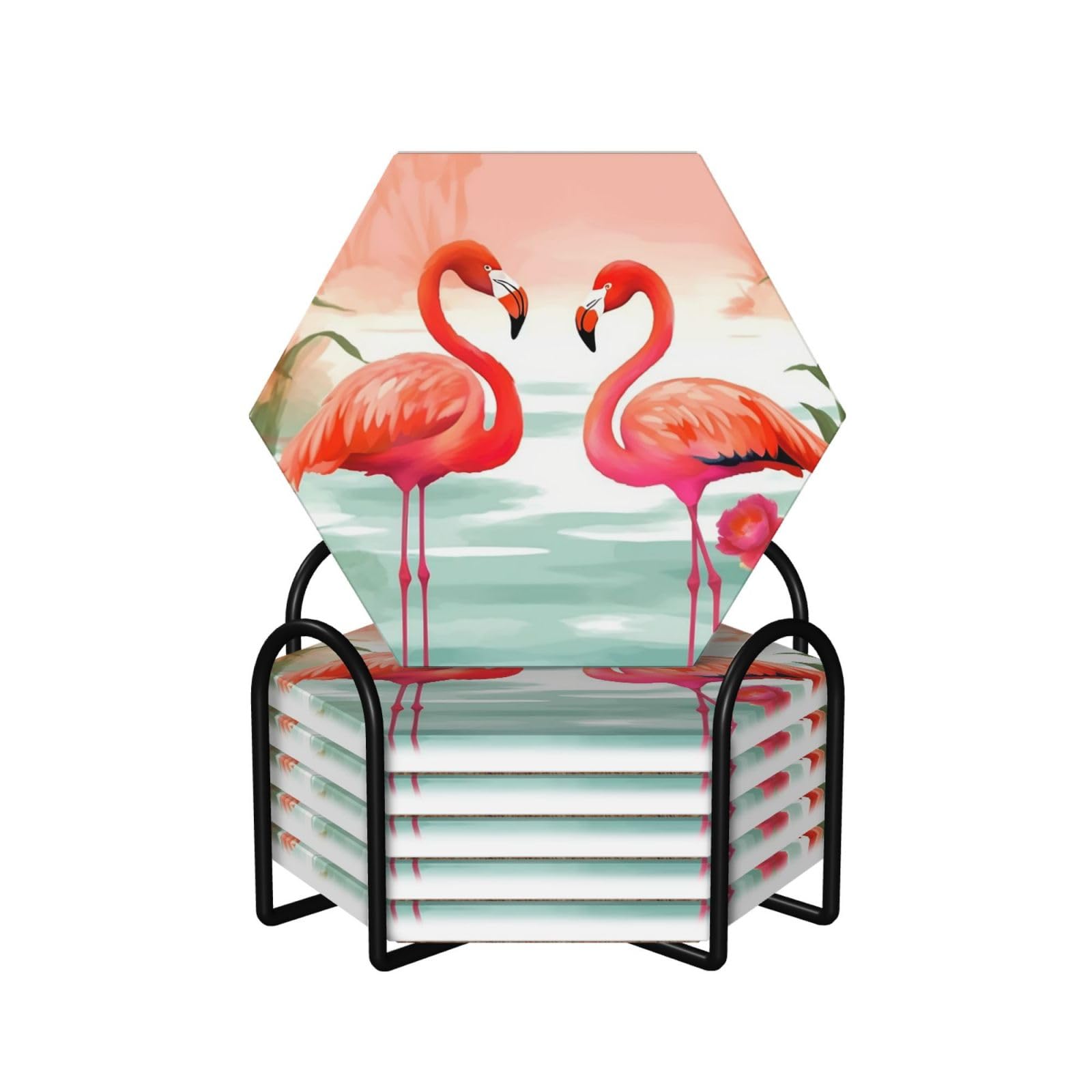 Dessous de verre flamants roses pour boissons et apéritif convivial lot de 6