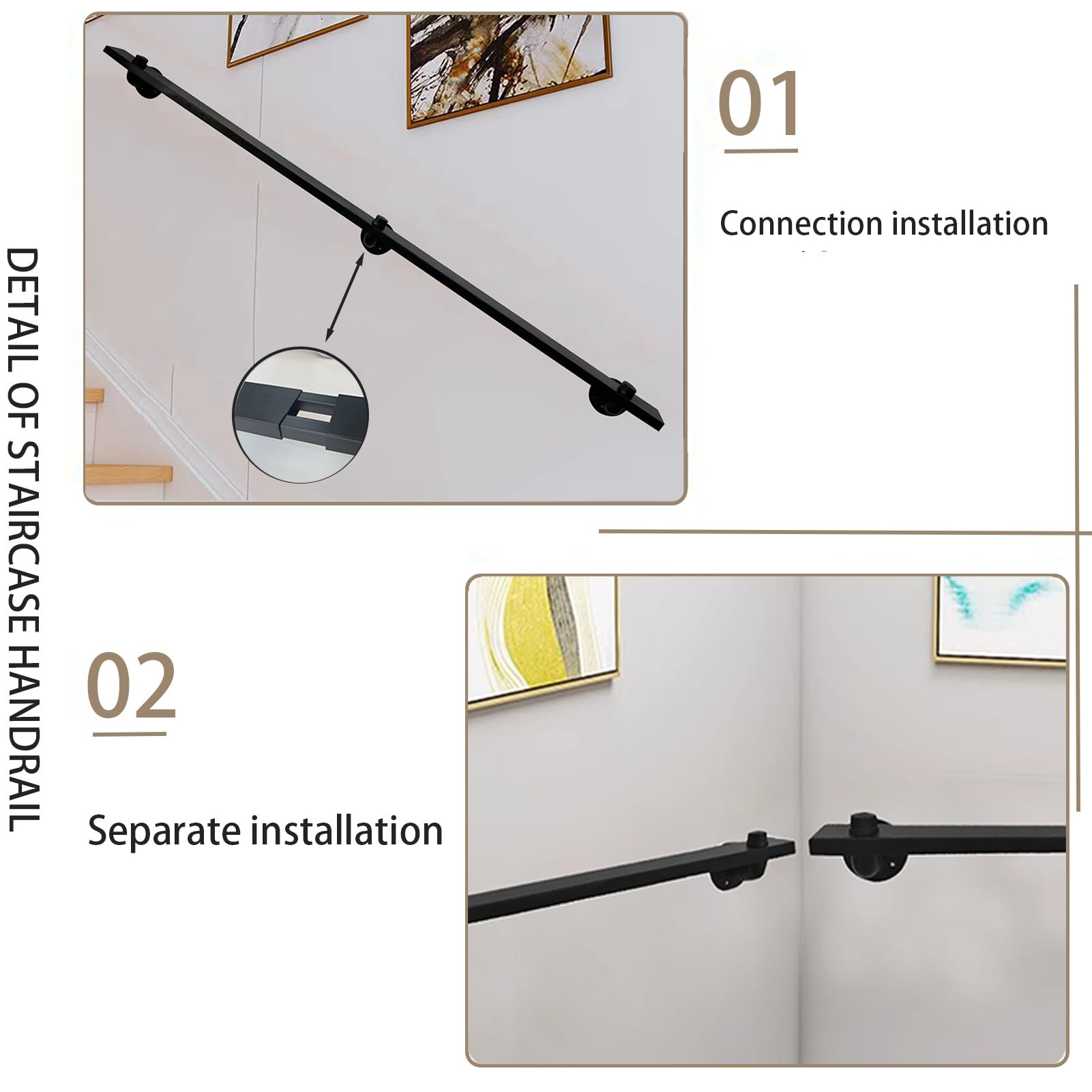 Leuning voor trappen Indoor Industriële roestvrijstalen handgreep Antislip trapleuning Leuning Zwarte trapleuning Veiligheidshandrail Ondersteuningsstang voor thuis Kleuterschool (Size : 100cm