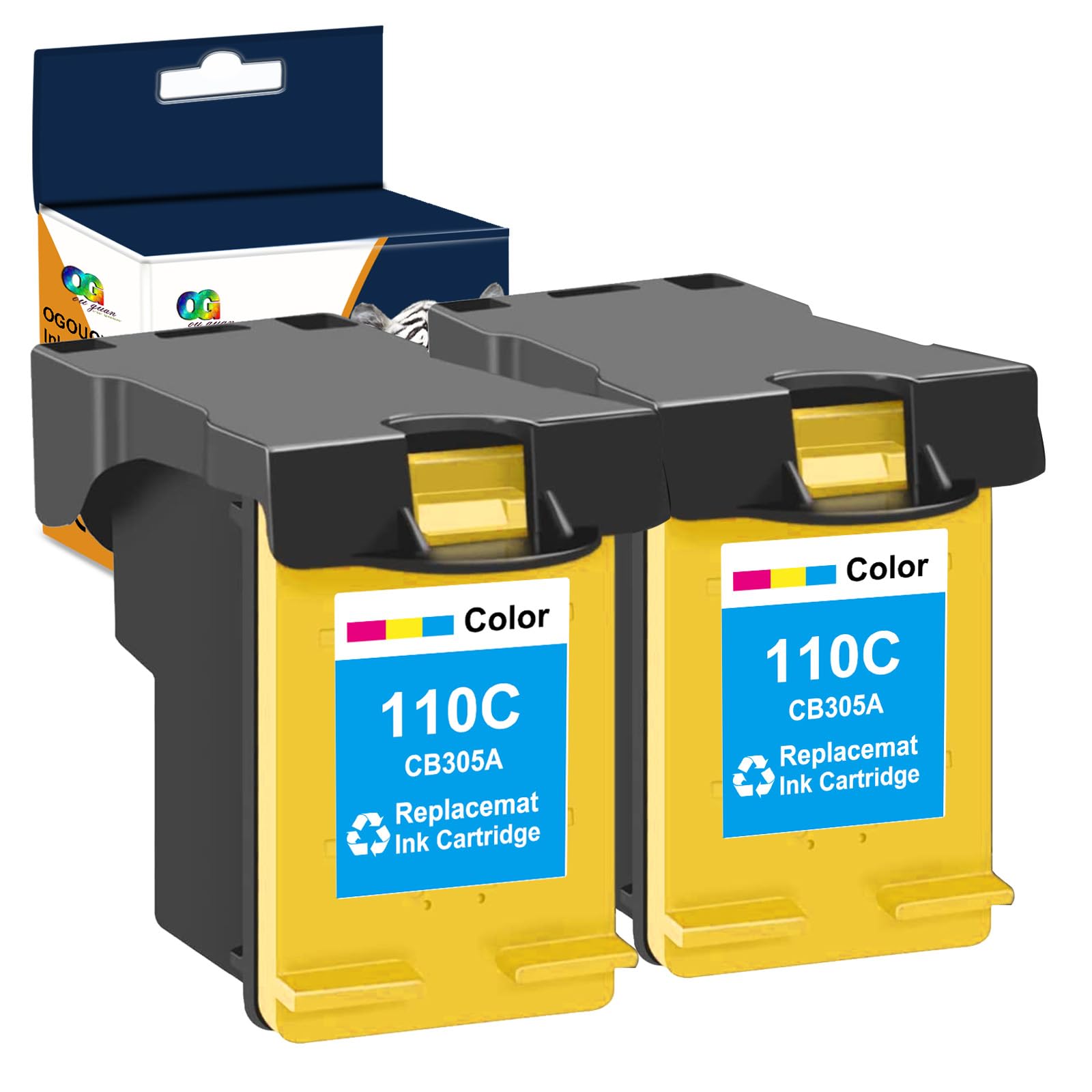 OGOUGUAN Remanufactured Compatible Ink Cartridges Replacement for HP 110 CB304AN High Yiled for HP Photosmart A310 A311 A314 A316 A320 A430 A432 A433 A434 A436 A440 Printer (Tri-Color, 2 Pack)
