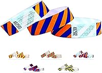 Vista 5 de Pulseras hechas de Tyvek - Rayas - Paquete de 500 - Azul neón + rojo - Pulseras Tyvek de 3/4 pulgadas para eventos
