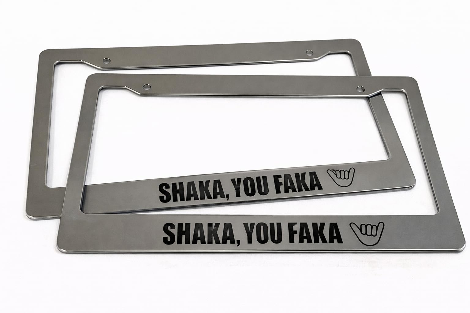 Amazon.com: Shaka You Faka Hang Loose- Chrome Automotive License