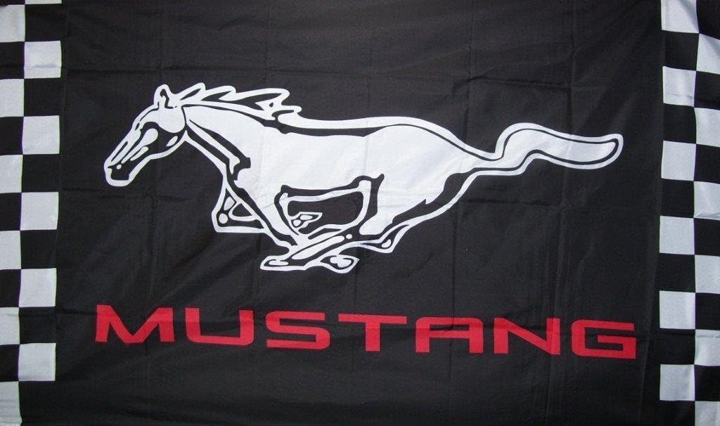 Mustang Checkered Flag 3' x 5' Ford Auto Banner